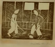 Minidoka woodblock print